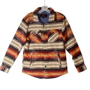 Men's Rock N Roll Striped Casual Button Down Shirt Aztec Western Sz Small
